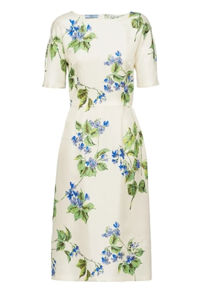 Prada floral-print twill dress - Neutrals