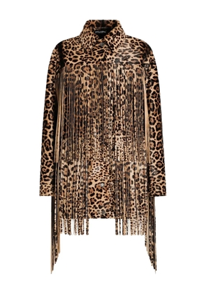 Dolce & Gabbana leopard-print fringe coat - Brown