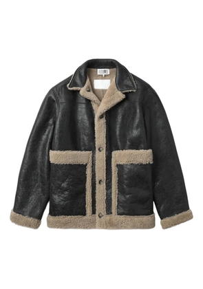 MM6 Maison Margiela lambskin shearling-panel jacket - Black