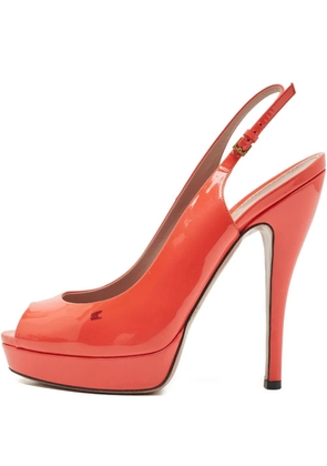 Gucci Pre-Owned 140mm leather heeled pumps - Orange