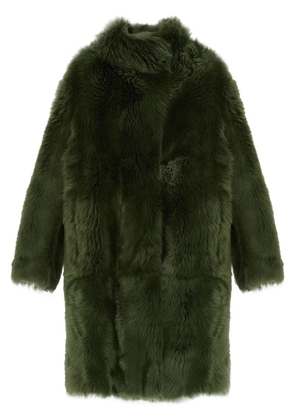 Yves Salomon belted-waist coat - Green