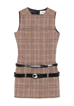 Coperni check belted dress - Brown