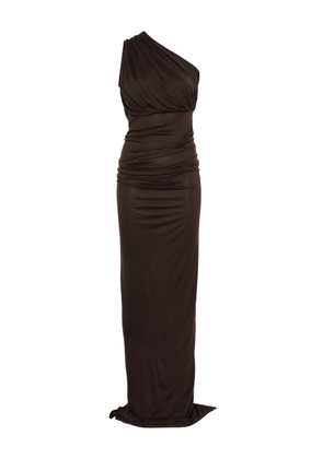 Rick Owens Lilies one-shoulder draped dress - Brown