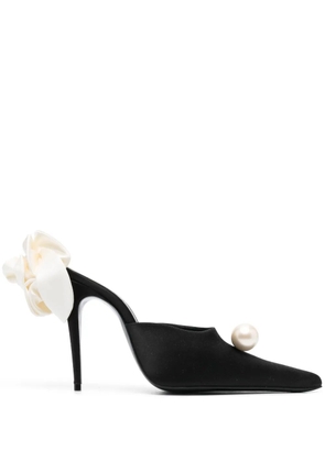 Magda Butrym faux-pearl embellished 110mm leather mules - Black