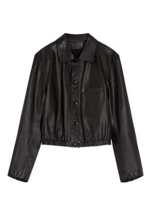 LEMAIRE buttoned-up elasticated leather jacket - Brown