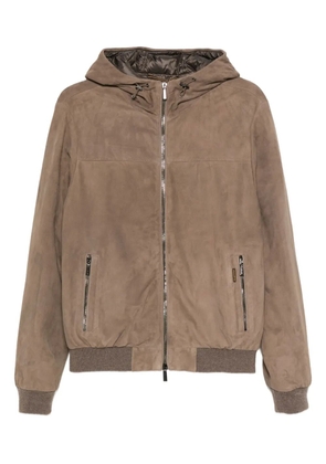 Moorer suede hooded bomber jacket - Brown