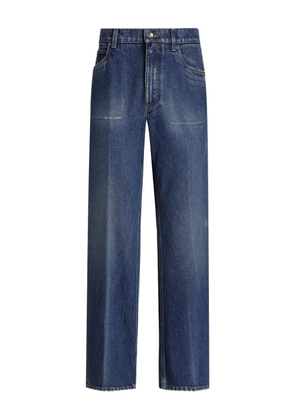 Dolce & Gabbana distressed logo-plaque jeans - Blue