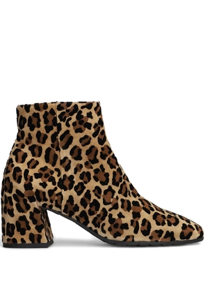 mara bini side-zip animal-print ankle boots - Brown