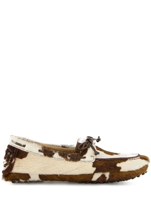 Le Monde Beryl Driver calf-hair loafers - Neutrals