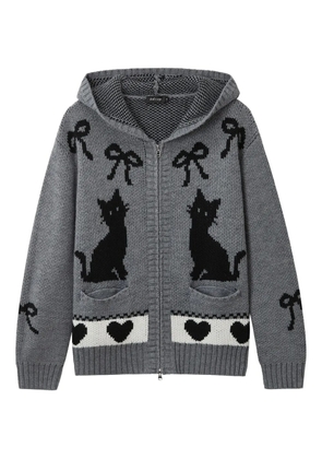 tout a coup zip-up hooded cardigan - Grey