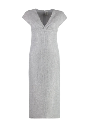 St. John cap-sleeve lurex dress - Silver