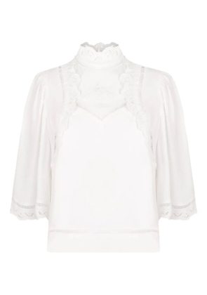 ISABEL MARANT embroidered lace-trimmed blouse - White