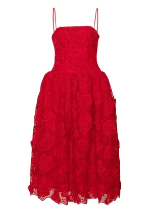 Self-Portrait bandeau-style lace midi dress - Red