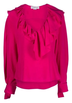 Victoria Beckham ruffled silk blouse - Pink