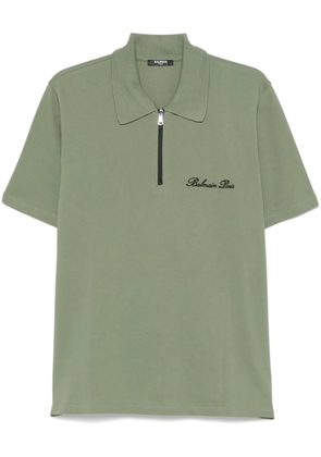 Balmain logo-embroidered polo shirt - Green