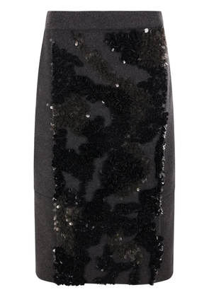 Plan C sequin-embellished midi skirt - Grey