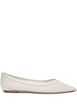 Stuart Weitzman Emilia mesh crystal-embelished ballerina shoes - White