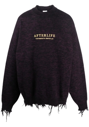 VETEMENTS distressed logo-print sweatshirt - Purple