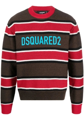 DSQUARED2 jacquard logo striped jumper - Brown
