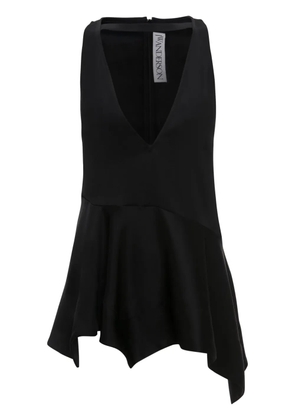 JW Anderson ruffle-hem satin sleeveless top - Black