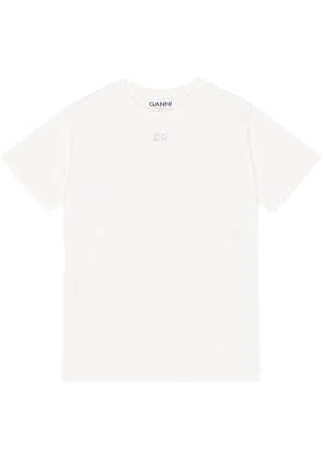 GANNI logo-embellished cotton T-shirt - White