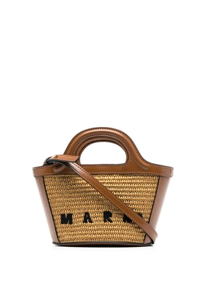 Marni Tropicalia logo-embroidered tote bag - Brown
