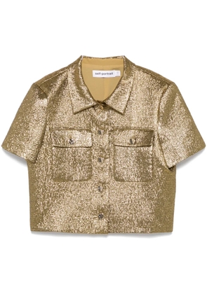 Self-Portrait metallic jacquard shirt - Gold