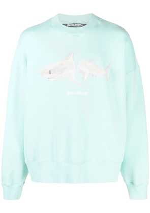 Palm Angels Broken Shark cotton sweatshirt - Blue