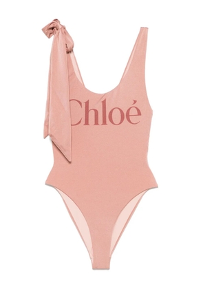 Chloé logo-print swimsuit - Pink