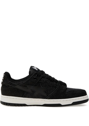 A BATHING APE® star-embellished denim sneakers - Black
