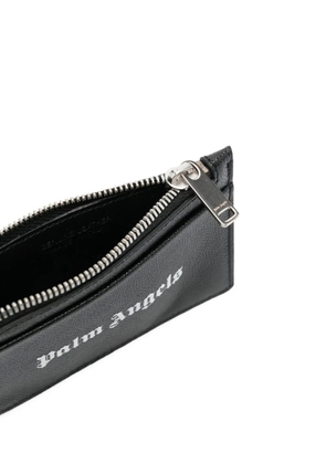 Palm Angels Gothic logo-print zipped cardholder - Black
