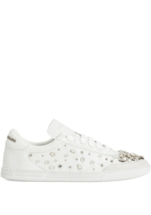 Dolce & Gabbana crystal-embellished leather sneakers - White