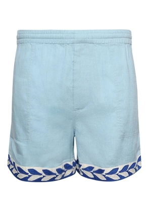 BODE Seedling leaf-embroidered elasticated shorts - Blue