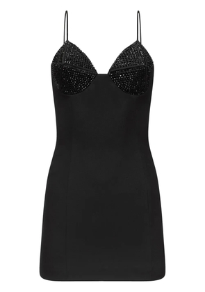 AREA crystal-embellished v-neck minidress - Black