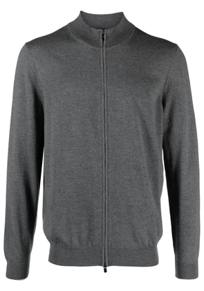BOSS fine-knit zip-up cardigan - Grey