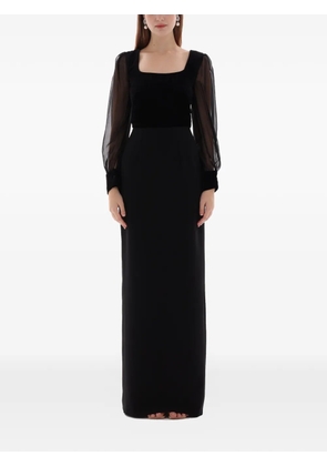 Dina Melwani velvet chiffon evening gown - Black