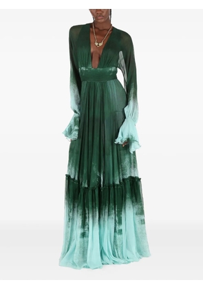 Roberto Cavalli ruffled silk empire dress - Green