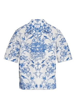 Alexander McQueen floral-print short-sleeve shirt - Blue