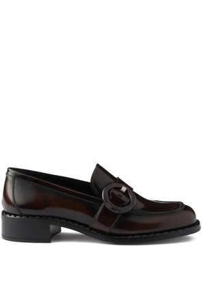 Prada brushed leather loafers - Brown