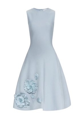 Oscar de la Renta appliqued-floral mini dress - Blue