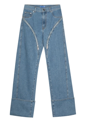 Mugler zipped wide-leg jeans - Blue