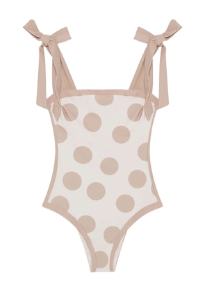 Simkhai polka-dot tie-detail swimsuit - Neutrals