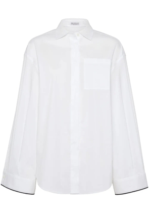 Brunello Cucinelli contrast-border poplin shirt - White