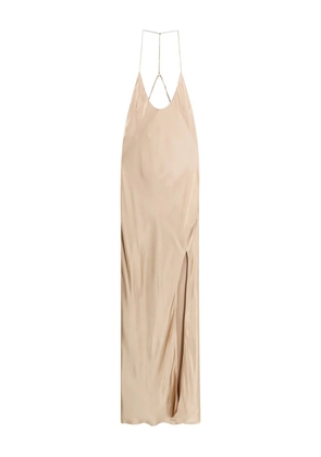 THE NINA STUDIO slit satin dress - Neutrals