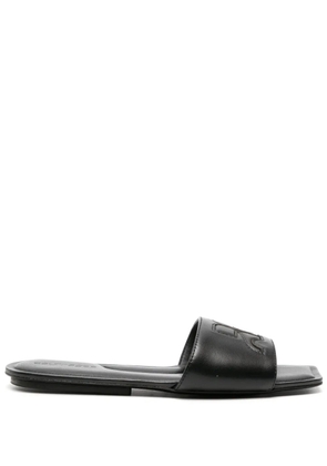 Courrèges logo-patch leather slides - Black
