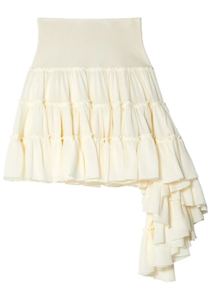 LOEWE ruffled asymmetric miniskirt - Neutrals