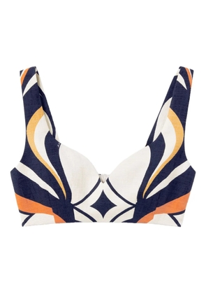 La DoubleJ abstract-print sweetheart top - Blue