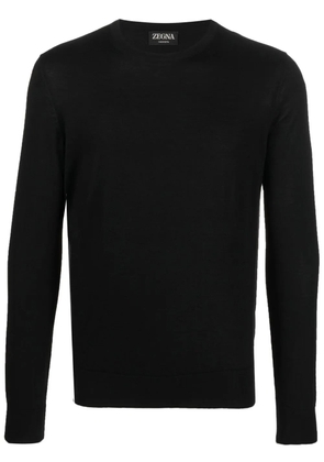 Zegna crew-neck cashmere-silk jumper - Black