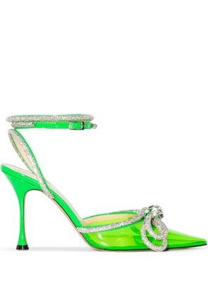MACH & MACH Double Bow 100mm pointed pumps - Green