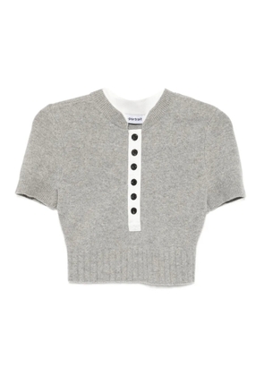 Self-Portrait ribbed knit top - Grey